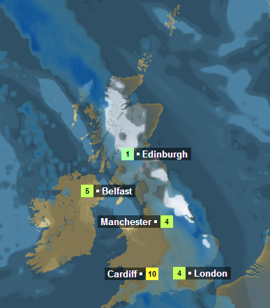 Tomorrow's weather for the UK.