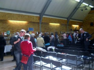 Society members and book stalls at Loddon Hall 