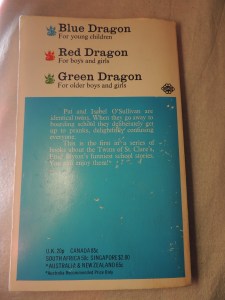 Back Cover of the 1967 Dragon edition, showing the key of the Dragon books.