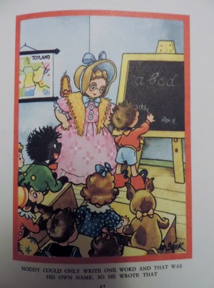 Noddy answers the question "what is your favourite thing to eat?" by writing his own name.