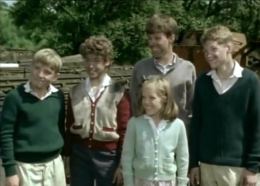 The children plus Jock at the end of their adventure