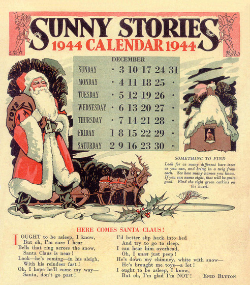 sunny stories calendar christmas 1944