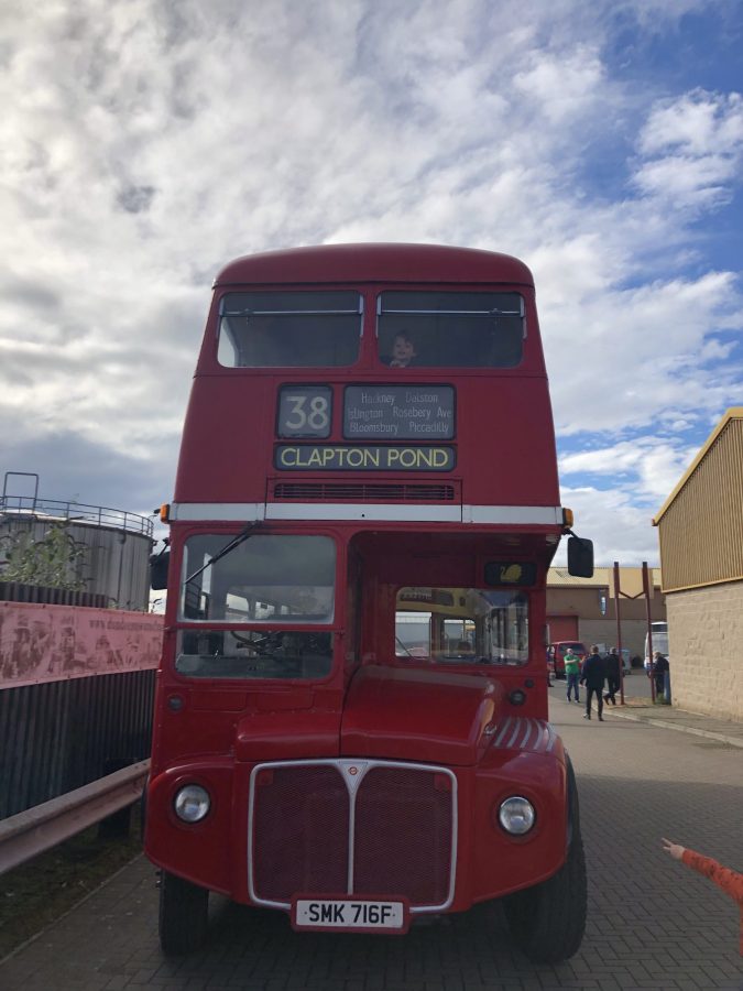 red vintage bus